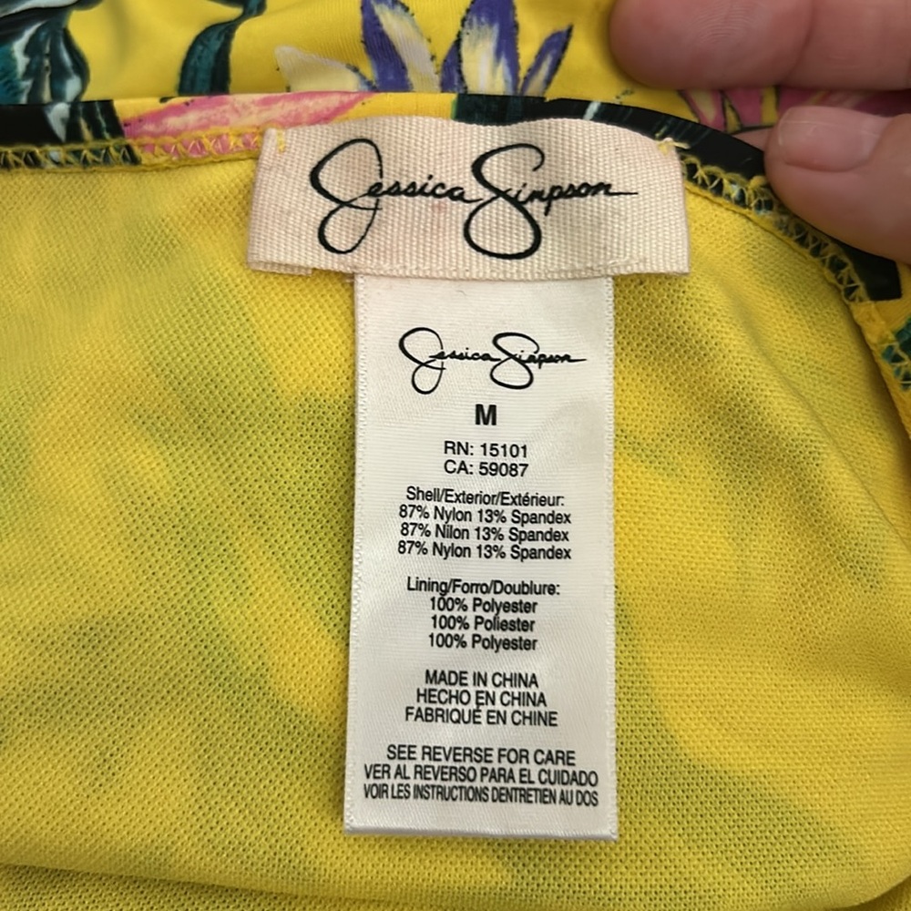 Jessica Simpson Floral Highwaisted Yellow Bikini Set - Picture 3 of 3